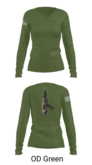 Womens Long Sleeve Vneck Shirt, Mals K9, Army, Teamtime, Team time, sublimation, custom sports apparel, team uniforms, spirit wear, spiritwear, sports uniforms, custom shirts, team store, custom team store, fundraiser sports, apparel fundraiser