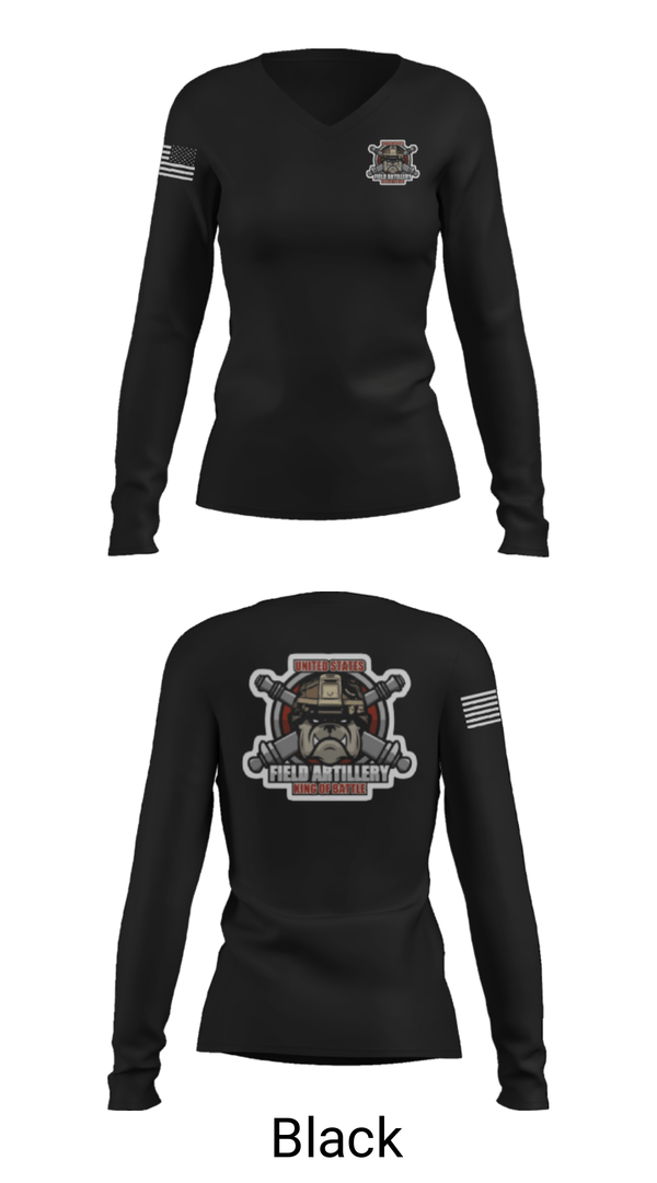 Women's Long Sleeve Vneck Shirt, Bravo Battery, Army, Teamtime, Team time, sublimation, custom sports apparel, team uniforms, spirit wear, spiritwear, sports uniforms, custom shirts, team store, custom team store, fundraiser sports, apparel fundraiser