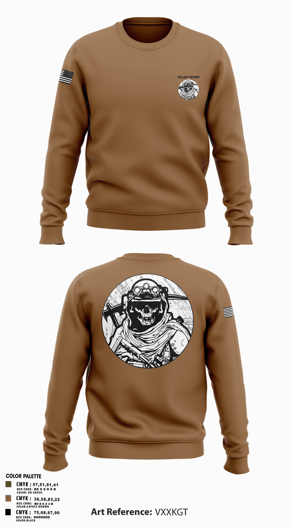 Crew Neck Sweatshirt, Killer Troop, Army, Teamtime, Team time, sublimation, custom sports apparel, team uniforms, spirit wear, spiritwear, sports uniforms, custom shirts, team store, custom team store, fundraiser sports, apparel fundraiser