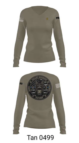 Womens Long Sleeve Vneck Shirt, VALLEY K9, , Teamtime, Team time, sublimation, custom sports apparel, team uniforms, spirit wear, spiritwear, sports uniforms, custom shirts, team store, custom team store, fundraiser sports, apparel fundraiser
