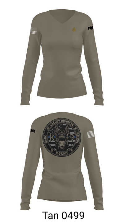 VALLEY K9 75951631 Women's Long Sleeve V-neck Shirt - 73