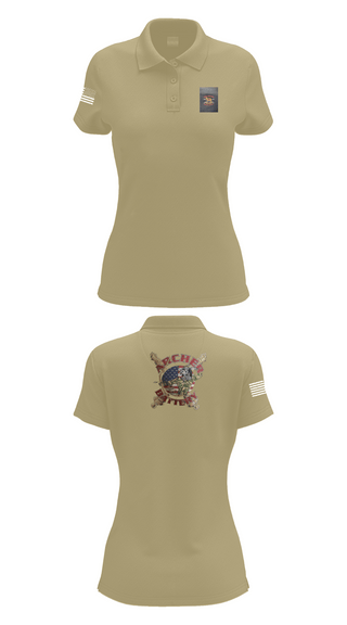 Womens Short Sleeve Performance Polo, Archer Battery 2-2 FA, Army, Teamtime, Team time, sublimation, custom sports apparel, team uniforms, spirit wear, spiritwear, sports uniforms, custom shirts, team store, custom team store, fundraiser sports, apparel fundraiser