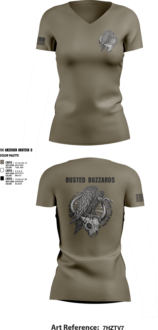 Women's Short Sleeve Vneck Shirt, CREW 3 BUSTED BUZZARDS, Army, Teamtime, Team time, sublimation, custom sports apparel, team uniforms, spirit wear, spiritwear, sports uniforms, custom shirts, team store, custom team store, fundraiser sports, apparel fundraiser