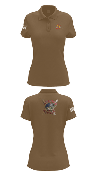 Womens Short Sleeve Performance Polo, Archer Battery 2-2 FA, Army, Teamtime, Team time, sublimation, custom sports apparel, team uniforms, spirit wear, spiritwear, sports uniforms, custom shirts, team store, custom team store, fundraiser sports, apparel fundraiser