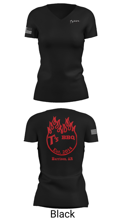 T’s BBQ 64446007 Women's Short Sleeve V-neck Shirt - 38