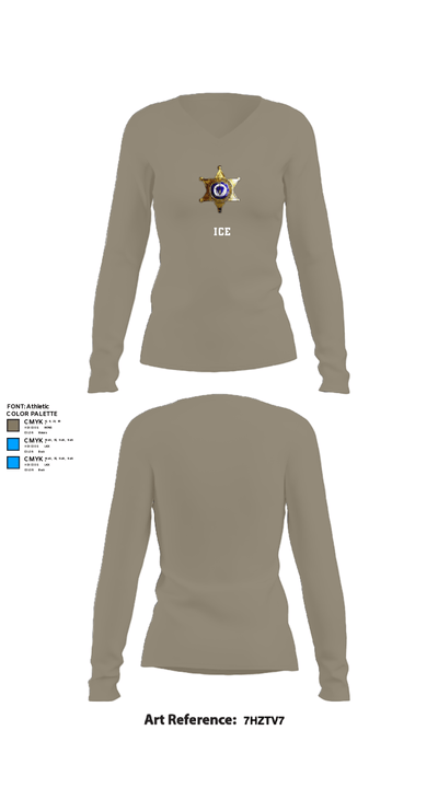ICE 3400620 Women's Long Sleeve V-neck Shirt - 59
