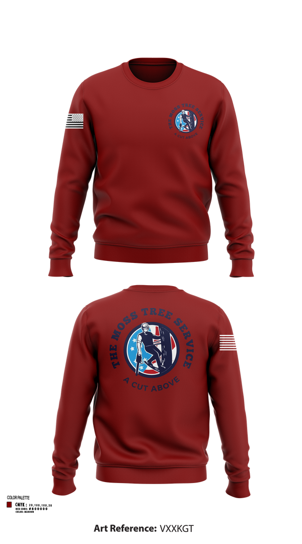 Crew Neck Sweatshirt, The Moss Tree Service, , Teamtime, Team time, sublimation, custom sports apparel, team uniforms, spirit wear, spiritwear, sports uniforms, custom shirts, team store, custom team store, fundraiser sports, apparel fundraiser
