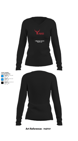 Womens Long Sleeve Vneck Shirt, Yakima Valley College Volleyball, Women's Volleyball, Teamtime, Team time, sublimation, custom sports apparel, team uniforms, spirit wear, spiritwear, sports uniforms, custom shirts, team store, custom team store, fundraiser sports, apparel fundraiser