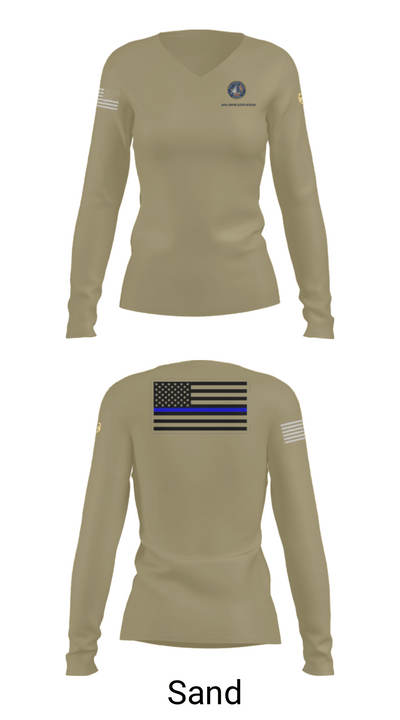 NAVAL SUPPORT ACTIVITY BETHESDA SECURITY FORCES 28838405 Women's Long Sleeve V-neck Shirt - 92