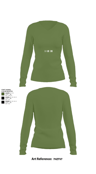 Women's Long Sleeve Vneck Shirt, 1-18 IN, Army, Teamtime, Team time, sublimation, custom sports apparel, team uniforms, spirit wear, spiritwear, sports uniforms, custom shirts, team store, custom team store, fundraiser sports, apparel fundraiser