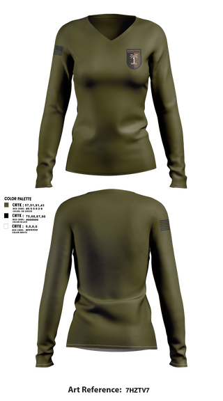 Womens Long Sleeve Vneck Shirt 1, SichZg, Army, Teamtime, Team time, sublimation, custom sports apparel, team uniforms, spirit wear, spiritwear, sports uniforms, custom shirts, team store, custom team store, fundraiser sports, apparel fundraiser
