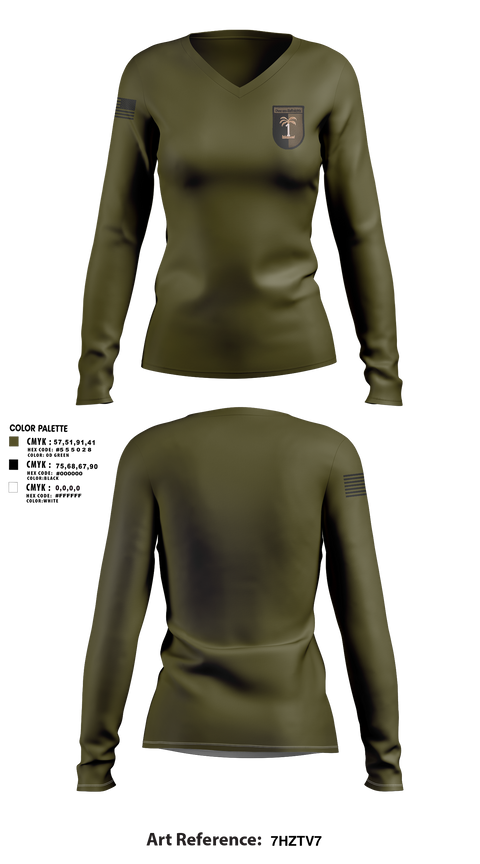 Womens Long Sleeve Vneck Shirt 1, SichZg, Army, Teamtime, Team time, sublimation, custom sports apparel, team uniforms, spirit wear, spiritwear, sports uniforms, custom shirts, team store, custom team store, fundraiser sports, apparel fundraiser