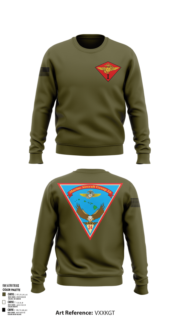 Crew Neck Sweatshirt, Marine Air Group 24, Marines, Teamtime, Team time, sublimation, custom sports apparel, team uniforms, spirit wear, spiritwear, sports uniforms, custom shirts, team store, custom team store, fundraiser sports, apparel fundraiser