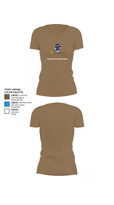 Ledyard Little League Softball 71163605 Women's Short Sleeve V-neck Shirt - 2