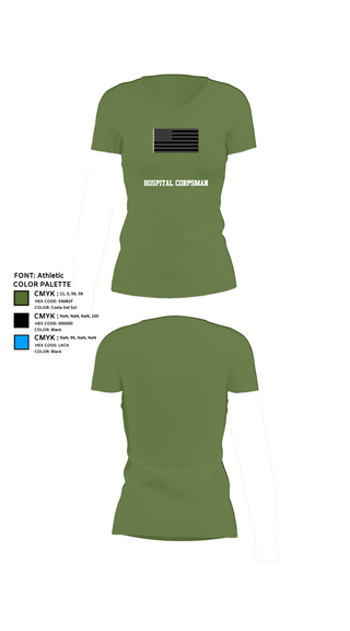 Womens Short Sleeve Vneck Shirt, Hospital Corpsman, , Teamtime, Team time, sublimation, custom sports apparel, team uniforms, spirit wear, spiritwear, sports uniforms, custom shirts, team store, custom team store, fundraiser sports, apparel fundraiser