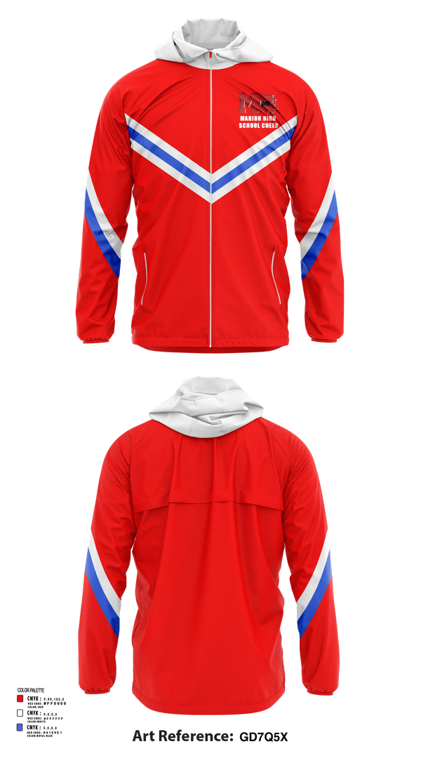 Windbreaker, Marion High School Cheer, Cheer, Teamtime, Team time, sublimation, custom sports apparel, team uniforms, spirit wear, spiritwear, sports uniforms, custom shirts, team store, custom team store, fundraiser sports, apparel fundraiser