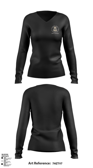 Womens Long Sleeve Vneck Shirt, 582nd MLC, Army, Teamtime, Team time, sublimation, custom sports apparel, team uniforms, spirit wear, spiritwear, sports uniforms, custom shirts, team store, custom team store, fundraiser sports, apparel fundraiser