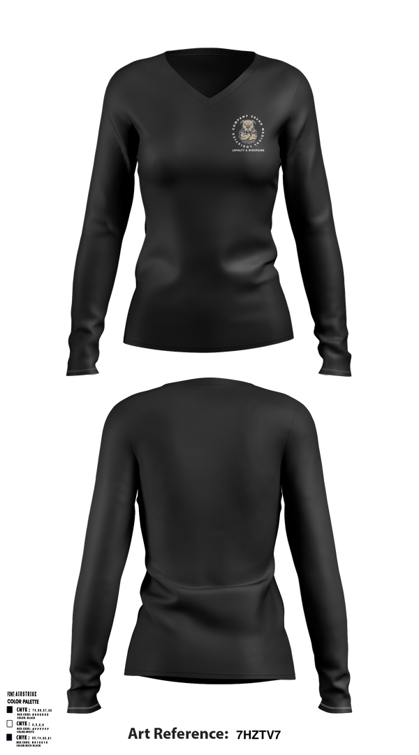 Womens Long Sleeve Vneck Shirt, 582nd MLC, Army, Teamtime, Team time, sublimation, custom sports apparel, team uniforms, spirit wear, spiritwear, sports uniforms, custom shirts, team store, custom team store, fundraiser sports, apparel fundraiser