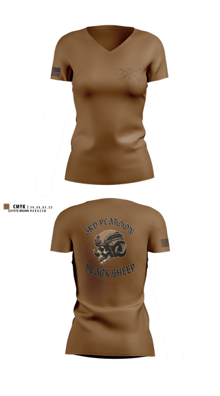 Women's Short Sleeve Vneck Shirt, 3rd PLT black sheep, Army, Teamtime, Team time, sublimation, custom sports apparel, team uniforms, spirit wear, spiritwear, sports uniforms, custom shirts, team store, custom team store, fundraiser sports, apparel fundraiser