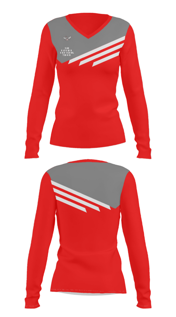 Women's Long Sleeve Vneck Shirt, Sam Rayburn High School Tennis, Tennis, Teamtime, Team time, sublimation, custom sports apparel, team uniforms, spirit wear, spiritwear, sports uniforms, custom shirts, team store, custom team store, fundraiser sports, apparel fundraiser