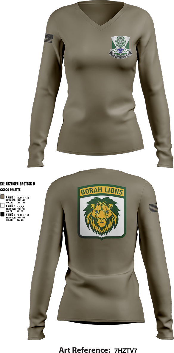 Womens Long Sleeve Vneck Shirt, Borah High School JROTC, Army, Teamtime, Team time, sublimation, custom sports apparel, team uniforms, spirit wear, spiritwear, sports uniforms, custom shirts, team store, custom team store, fundraiser sports, apparel fundraiser