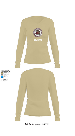 Womens Long Sleeve Vneck Shirt, BOLC 187TH, Army, Teamtime, Team time, sublimation, custom sports apparel, team uniforms, spirit wear, spiritwear, sports uniforms, custom shirts, team store, custom team store, fundraiser sports, apparel fundraiser