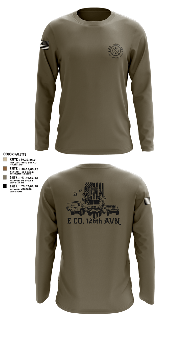 Long Sleeve Performance Shirt, B Co. 1-126AVN, Army, Teamtime, Team time, sublimation, custom sports apparel, team uniforms, spirit wear, spiritwear, sports uniforms, custom shirts, team store, custom team store, fundraiser sports, apparel fundraiser