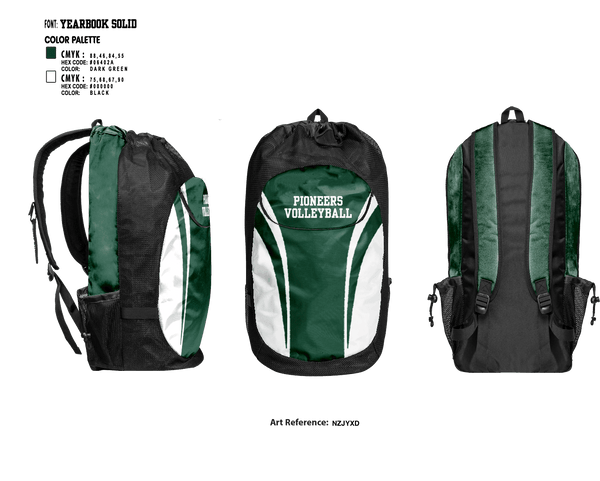 Gear Bag, Pioneers Volleyball, Women's Volleyball, Teamtime, Team time, sublimation, custom sports apparel, team uniforms, spirit wear, spiritwear, sports uniforms, custom shirts, team store, custom team store, fundraiser sports, apparel fundraiser