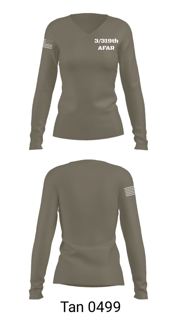 Women's Long Sleeve Vneck Shirt, 3/319th AFAR, Army, Teamtime, Team time, sublimation, custom sports apparel, team uniforms, spirit wear, spiritwear, sports uniforms, custom shirts, team store, custom team store, fundraiser sports, apparel fundraiser
