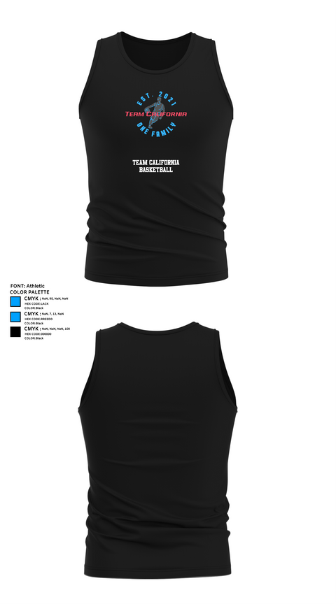 Tank Top, Team California Basketball, Men's Basketball, Teamtime, Team time, sublimation, custom sports apparel, team uniforms, spirit wear, spiritwear, sports uniforms, custom shirts, team store, custom team store, fundraiser sports, apparel fundraiser