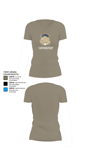 Womens Short Sleeve Vneck Shirt, US. Pentagon Force Protection Agency CounterintelligenceMARDET Fort Leonard Wood (FLW) DoD Interservice Non-Lethal Individual Weapons Instructor's Course Fort Leonard Wood Basic Military Police School House, Police, Teamtime, Team time, sublimation, custom sports apparel, team uniforms, spirit wear, spiritwear, sports uniforms, custom shirts, team store, custom team store, fundraiser sports, apparel fundraiser