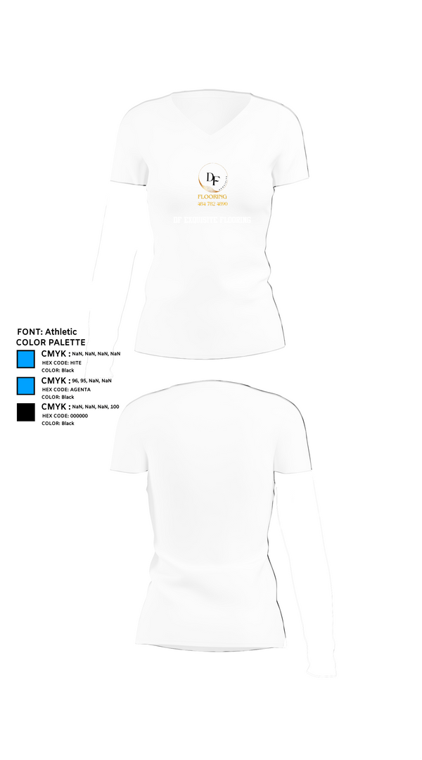 Womens Short Sleeve Vneck Shirt, DF EXQUISITE FLOORING, , Teamtime, Team time, sublimation, custom sports apparel, team uniforms, spirit wear, spiritwear, sports uniforms, custom shirts, team store, custom team store, fundraiser sports, apparel fundraiser