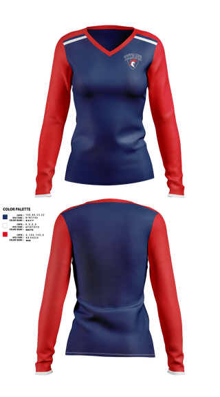 Womens Long Sleeve Vneck Shirt, Bettye Myers Middle School, Spirit Store, Teamtime, Team time, sublimation, custom sports apparel, team uniforms, spirit wear, spiritwear, sports uniforms, custom shirts, team store, custom team store, fundraiser sports, apparel fundraiser