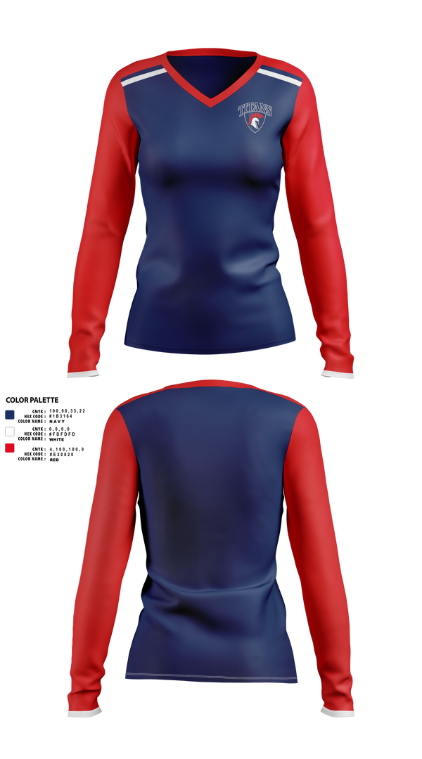 Womens Long Sleeve Vneck Shirt, Bettye Myers Middle School, Spirit Store, Teamtime, Team time, sublimation, custom sports apparel, team uniforms, spirit wear, spiritwear, sports uniforms, custom shirts, team store, custom team store, fundraiser sports, apparel fundraiser
