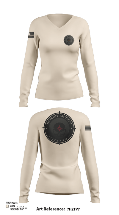 Detroit Tactical Firearms 87119150 Women's Long Sleeve V-neck Shirt - 53
