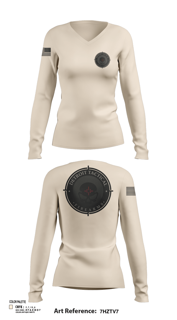 Womens Long Sleeve Vneck Shirt, Detroit Tactical Firearms, , Teamtime, Team time, sublimation, custom sports apparel, team uniforms, spirit wear, spiritwear, sports uniforms, custom shirts, team store, custom team store, fundraiser sports, apparel fundraiser