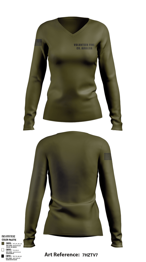 Womens Long Sleeve Vneck Shirt, Volunteer Fire Co. Ainaloa, Fire Department, Teamtime, Team time, sublimation, custom sports apparel, team uniforms, spirit wear, spiritwear, sports uniforms, custom shirts, team store, custom team store, fundraiser sports, apparel fundraiser