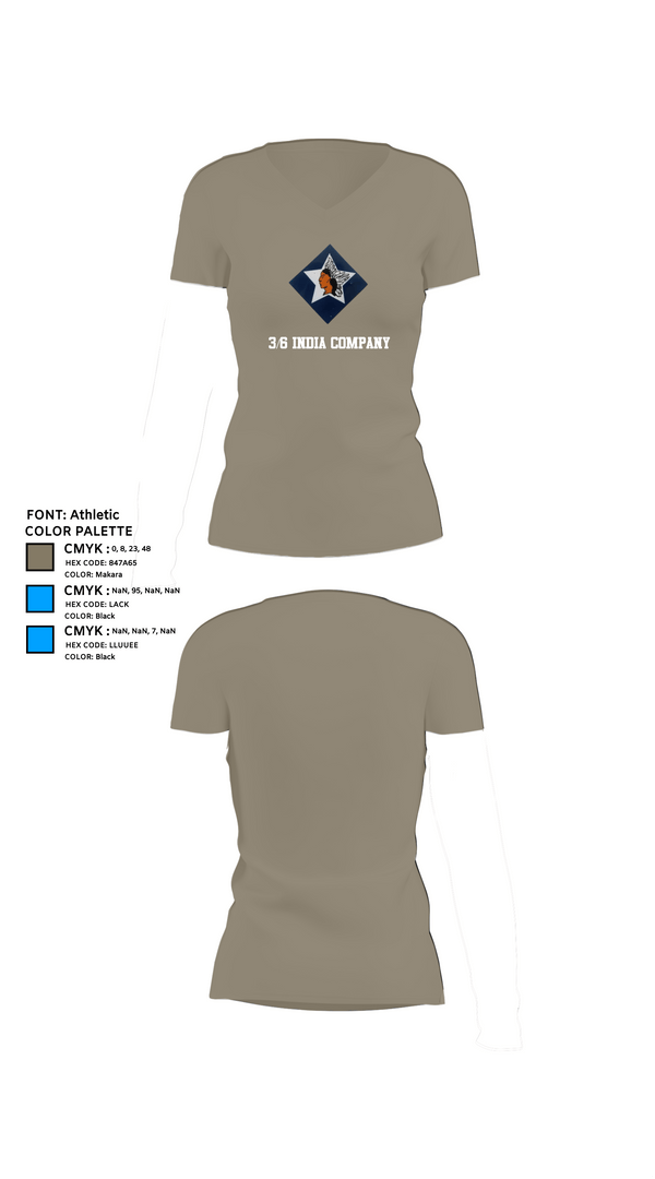 Womens Short Sleeve Vneck Shirt, 3/6 India Company, Marines, Teamtime, Team time, sublimation, custom sports apparel, team uniforms, spirit wear, spiritwear, sports uniforms, custom shirts, team store, custom team store, fundraiser sports, apparel fundraiser