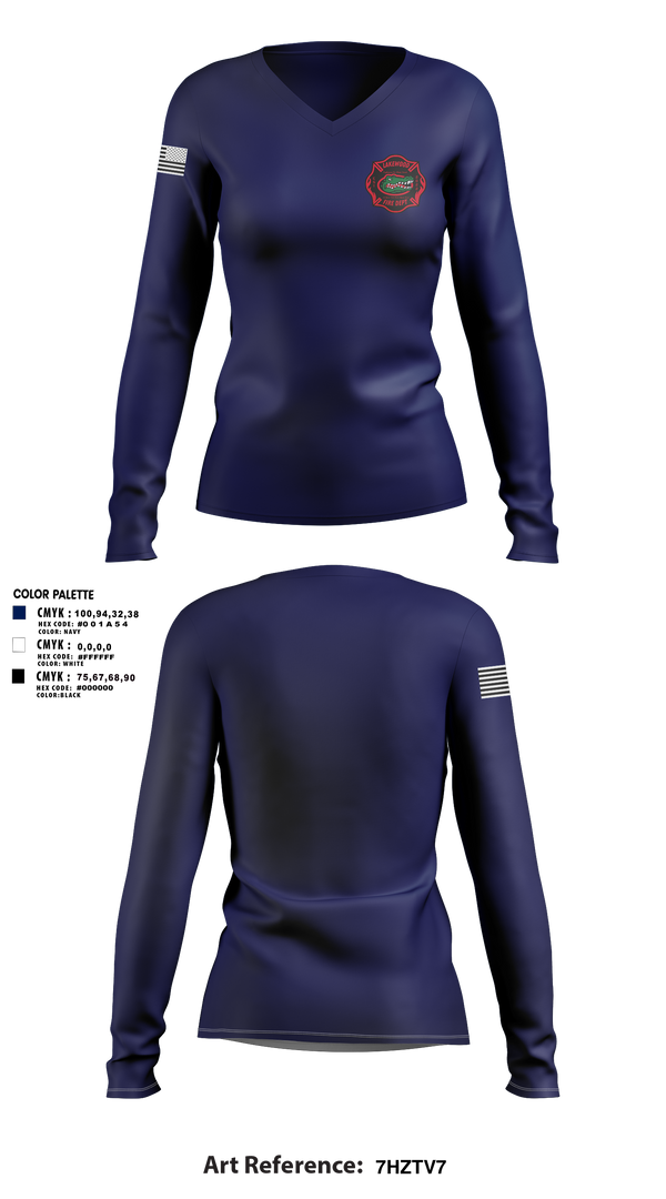Womens Long Sleeve Vneck Shirt, Lakewood fire department, , Teamtime, Team time, sublimation, custom sports apparel, team uniforms, spirit wear, spiritwear, sports uniforms, custom shirts, team store, custom team store, fundraiser sports, apparel fundraiser