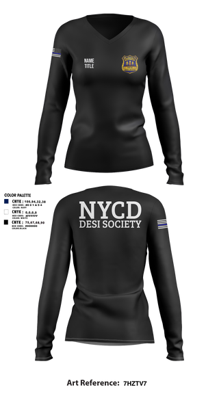 Womens Long Sleeve Vneck Shirt, NYCD DESI SOCIETY, Police, Teamtime, Team time, sublimation, custom sports apparel, team uniforms, spirit wear, spiritwear, sports uniforms, custom shirts, team store, custom team store, fundraiser sports, apparel fundraiser