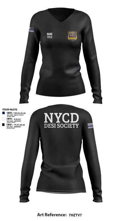 NYCD DESI SOCIETY 34062246 Women's Long Sleeve V-neck Shirt - 119