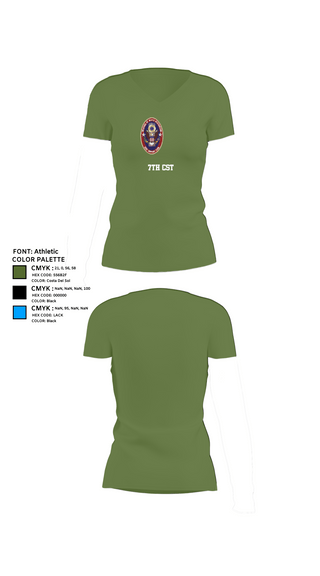 Womens Short Sleeve Vneck Shirt, 7th CST, Army, Teamtime, Team time, sublimation, custom sports apparel, team uniforms, spirit wear, spiritwear, sports uniforms, custom shirts, team store, custom team store, fundraiser sports, apparel fundraiser