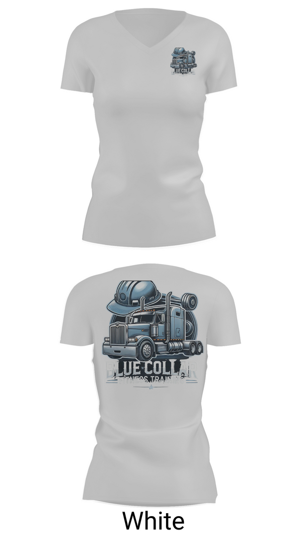 Womens Short Sleeve Vneck Shirt, Blue Collar Fitness Training, , Teamtime, Team time, sublimation, custom sports apparel, team uniforms, spirit wear, spiritwear, sports uniforms, custom shirts, team store, custom team store, fundraiser sports, apparel fundraiser