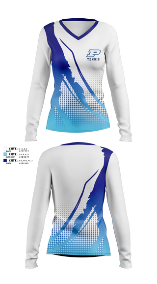 Womens Long Sleeve Vneck Shirt, Miami Palmetto Senior High School Tennis, Tennis, Teamtime, Team time, sublimation, custom sports apparel, team uniforms, spirit wear, spiritwear, sports uniforms, custom shirts, team store, custom team store, fundraiser sports, apparel fundraiser