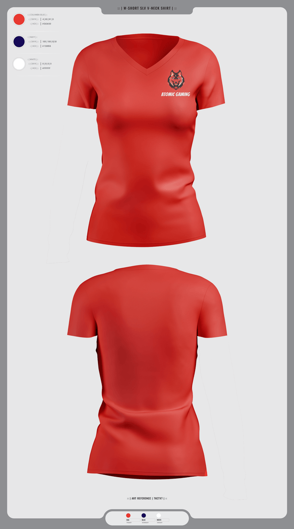 Womens Short Sleeve Vneck Shirt, Atomic gaming and, , Teamtime, Team time, sublimation, custom sports apparel, team uniforms, spirit wear, spiritwear, sports uniforms, custom shirts, team store, custom team store, fundraiser sports, apparel fundraiser