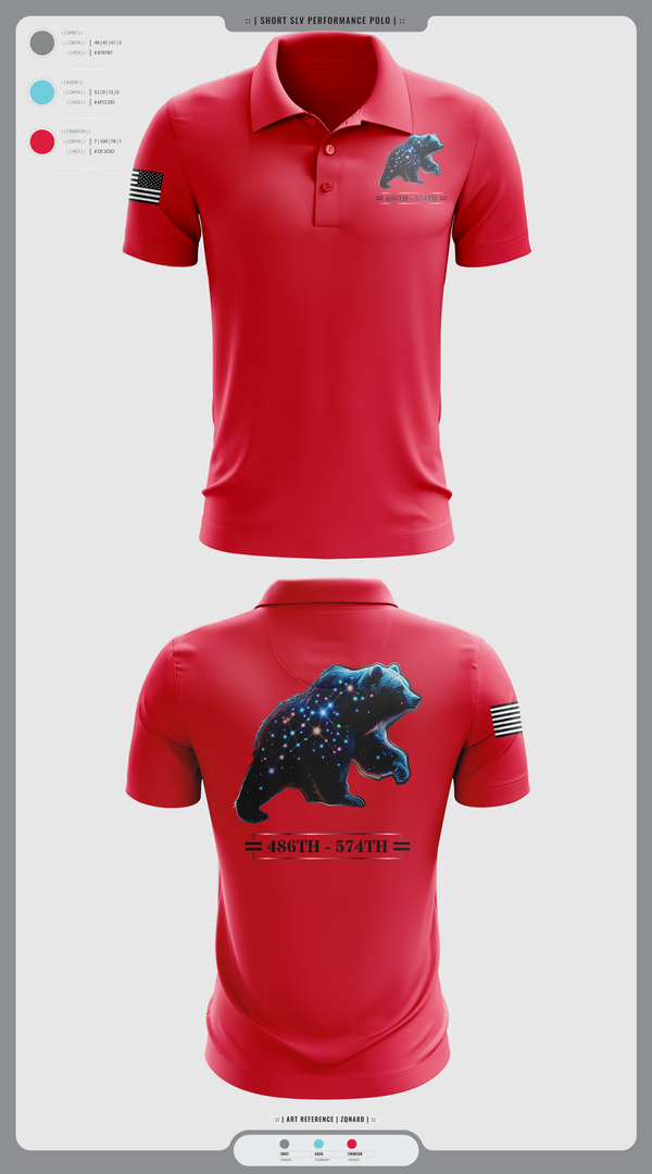 Short Sleeve Performance Polo, 486th/574th, , Teamtime, Team time, sublimation, custom sports apparel, team uniforms, spirit wear, spiritwear, sports uniforms, custom shirts, team store, custom team store, fundraiser sports, apparel fundraiser