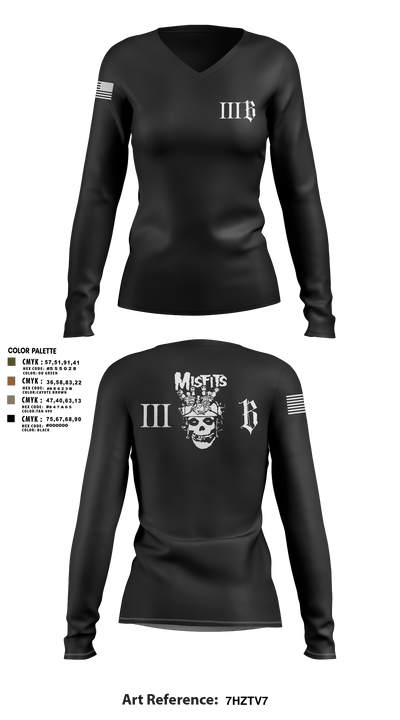 3B 1-325 AIR, 2BCT, 82ND ABN DIV 78191368 Women's Long Sleeve V-neck Shirt - 108