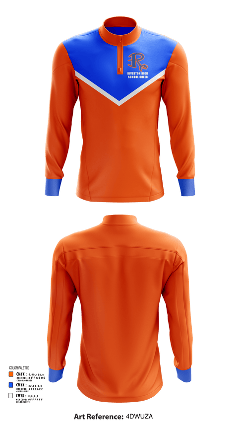 Quarter Zip Jacket, Riverton High School Cheer, Cheer, Teamtime, Team time, sublimation, custom sports apparel, team uniforms, spirit wear, spiritwear, sports uniforms, custom shirts, team store, custom team store, fundraiser sports, apparel fundraiser
