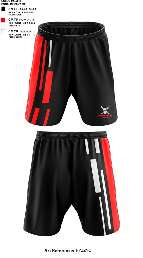 Athletic Shorts With Pockets, Grants Pirates, Football, Teamtime, Team time, sublimation, custom sports apparel, team uniforms, spirit wear, spiritwear, sports uniforms, custom shirts, team store, custom team store, fundraiser sports, apparel fundraiser