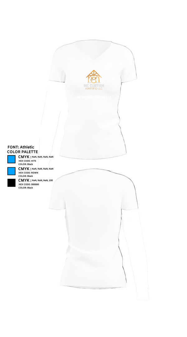 Womens Short Sleeve Vneck Shirt, MC CUSTOM FRAMING LLC, , Teamtime, Team time, sublimation, custom sports apparel, team uniforms, spirit wear, spiritwear, sports uniforms, custom shirts, team store, custom team store, fundraiser sports, apparel fundraiser